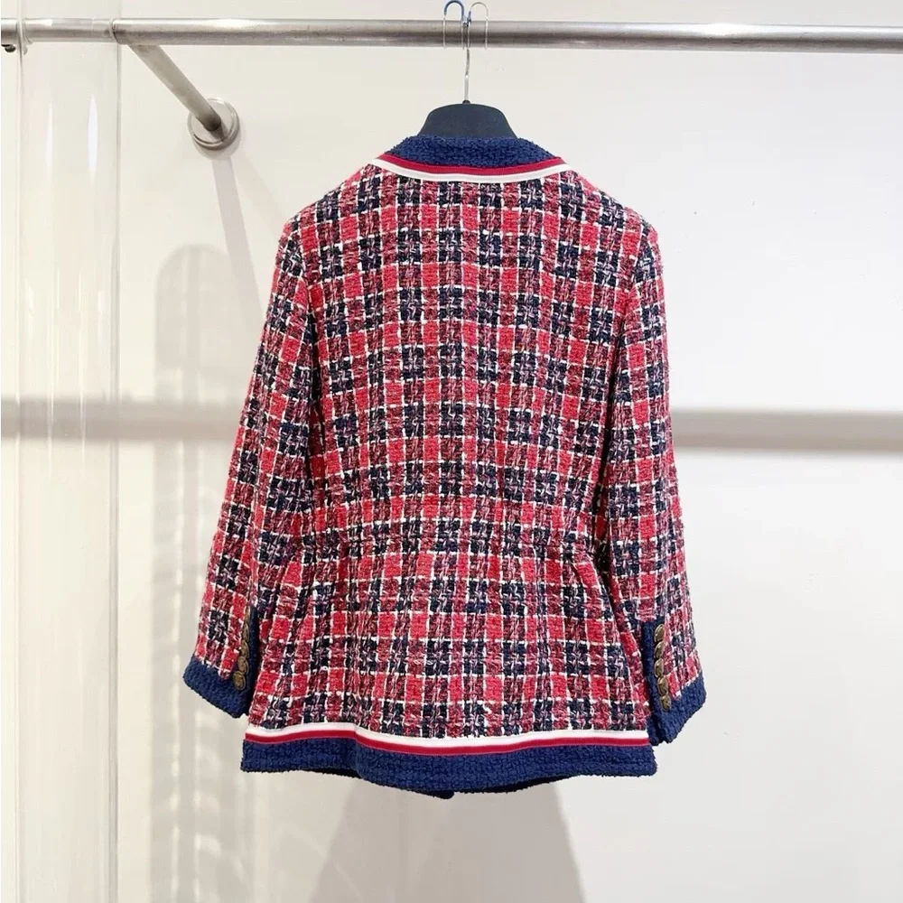 ❌sold❌Authentic Gucci Red and Blue Tweed Jacket - Picture 2 of 6